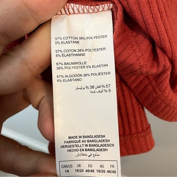 Addition Elle Ribbed Wrap Top Womens 1X Burnt Orange Pumpkin Long Sleeve EUC - Picture 10 of 11